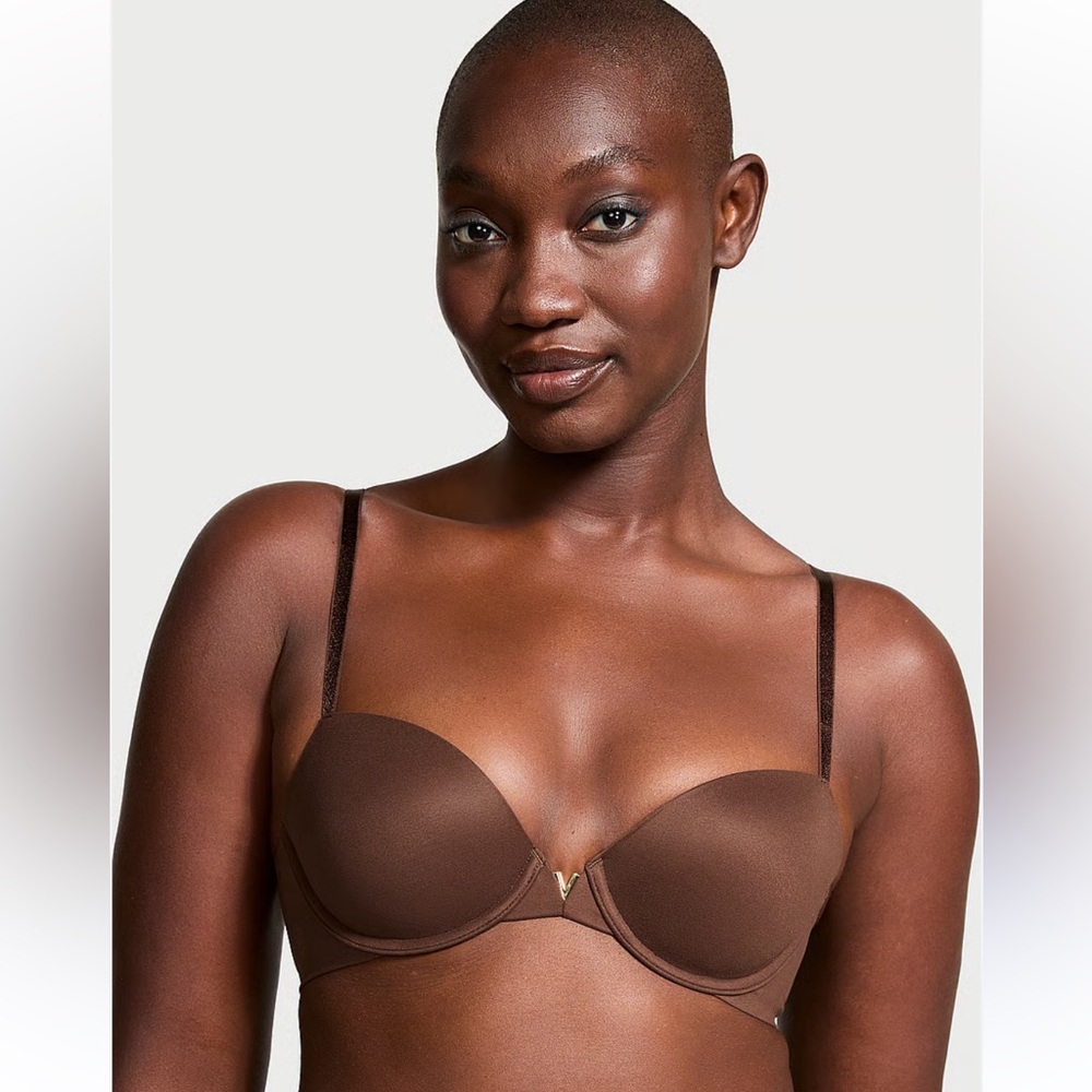 Victoria’s Secret Smooth Lightly Lined Plunge Demi Bra 36D Brown Multi-Way
